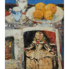 Peter McLaren, STILL-LIFE WITH VELAZQUEZ BOOK, Oil on board