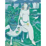 WOMAN WAITING by Kai Fjell, gouache, sold Apr 2020