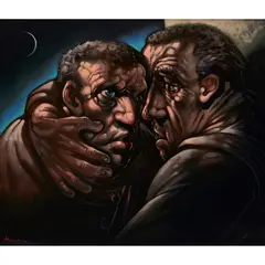 Peter Howson, TWO BROTHERS, oil on canvas