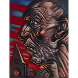 Peter Howson, MAN WITH CHURCH, pastel