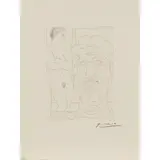 Pablo Picasso, MODÈLE ET GRANDE TÊTE SCULPTÉE, 1933, Etching on Montval paper with Picasso watermark from the Vollard suite, ed. 250