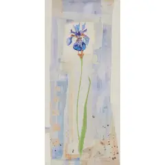PURPLE IRIS by Jenny Matthews, 1999, watercolour and collage, sold Apr 2020