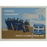 Ian Hamilton Finlay, SOMEONE SOMEWHERE WANTS A CABLE FROM YOU, Screenprint, pub. by Wild Hawthorn Press