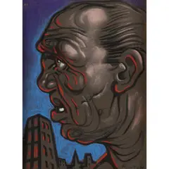 MAN WITH TOWER BLOCK by Peter Howson, pastel, sold Apr 2020