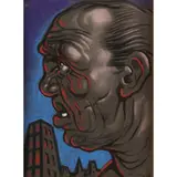 Peter Howson, MAN WITH TOWER BLOCK, pastel