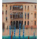 Jock McInnes, PALAZZO WITH BLUE POLES, oil on board