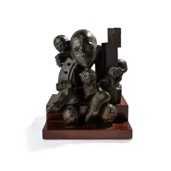 Eduardo Paolozzi, MAQUETTE FOR GREAT ORMOND STREET, bronze sculpture on a wooden base
