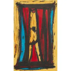 William Gear, UNTITLED - RED, ORANGE, BLUE, Mixed media on paper