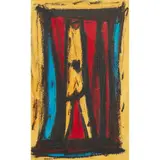 William Gear, UNTITLED - RED, ORANGE, BLUE, Mixed media on paper