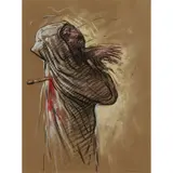 Peter Howson, BETRAYAL, charcoal and coloured pastel on brown paper