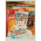 John Bellany, WOMAN AND CAT, pencil and watercolour