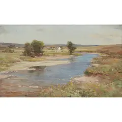 Joseph Morris Henderson, ON THE BANKS OF THE RIVER, oil on canvas