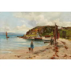 John D. Taylor, ON THE SHORE, oil on canvas