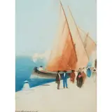 Hans Jacob Hansen, QUAYSIDE SCENE, watercolour
