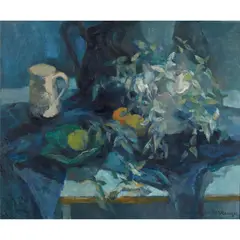 Winifred McKenzie, BLUE STILL LIFE, oil on canvas