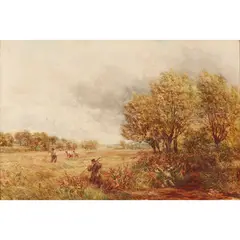 Charles Thomas Burt, WORKING THE FIELDS, oil on canvas