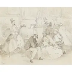 VIEWING DAY AT THE ROYAL ACADEMY by Henry Towneley Green, pencil, sold Feb 2020