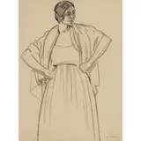 Iain Macnab, SKETCH OF A CONFIDENT WOMAN, charcoal on paper