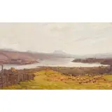 Alexander Brownlie Docharty, SHEEP PENS OVERLOOKING LOCH LOMOND, oil on canvas