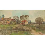 William Mouncey, EAST LOTHIAN FARMSTEAD, oil on board
