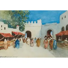 MARKETPLACE by Hans Jacob Hansen, watercolour, sold Feb 2020