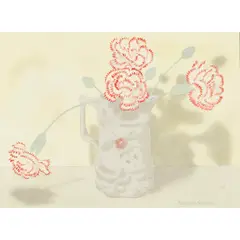 CARNATIONS by Barbara Balmer, pencil and watercolour, sold Feb 2020