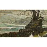 Herbert Bannister Whone, TREE NEXT TO RIVER VALLEY, oil on board