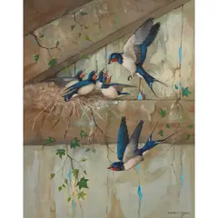 Ralston Gudgeon, A FAMILY OF SWALLOWS, watercolour