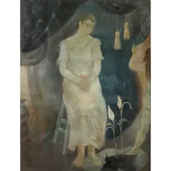 David Donaldson, LADY WITH LILIES, oil on canvas