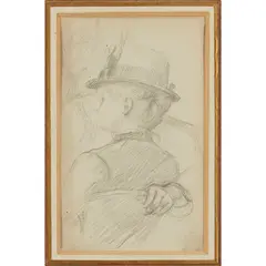 Émile Schuffenecker, WOMAN IN A HIGH HAT, pencil sketch