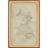 Émile Schuffenecker, WOMAN IN A HIGH HAT, pencil sketch