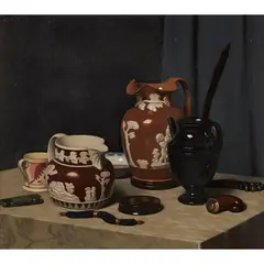 Cecil George Jackson Hay, STILL LIFE WITH JUGS, oil on canvas
