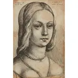 Wenceslaus Hollar, HEAD OF WOMAN, AFTER LORENZO DI CREDI, 1642