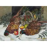 Valerie Fraser, STILL LIFE WITH TWO COCK PHEASANTS, oil on board
