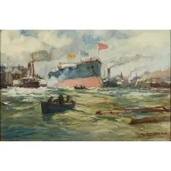 THE LAUNCH by James Kay, oil on canvas, sold Feb 2020