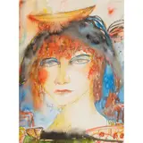 John Bellany, ENIGMATIC FISHWOMAN II, watercolour