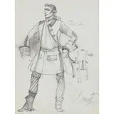 John Byrne, The Count (full-length), 'The Marriage of Figaro', pencil drawing