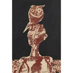 MAN WITH AN OWL by Robert Colquhoun, Lithograph, sold Jan 2020