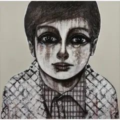 Mohannad Orabi, Untitled, from 'Family Portrait' series, 2015, mixed media on canvas