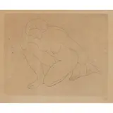 Aristide Maillol, Femme agenouillée sur le genou gauche, le conde sur le genou droit, Etching, 1927, monogrammed in pencil to margin