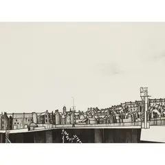 Willie Rodger, Low Tide, Eyemouth, charcoal