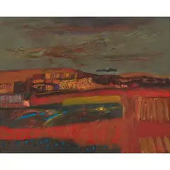 David M. Martin, Red Landscape, Perthshire, oil on canvas