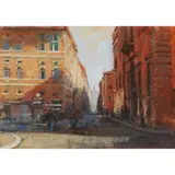 Clive McCartney, Towards the Spanish Steps, Rome, 1996, acrylic on board
