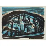 Anne Redpath, A Corsican Village, Lithograph