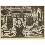 Edvard Munch, THE PRETENDERS: THE LAST HOUR, Lithographic reproduction after the original woodcut