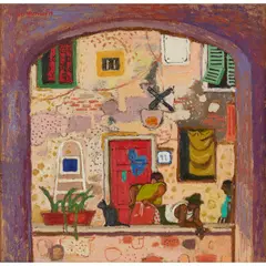 Romolo's Balcony, Tuscany by Leon Morrocco, oil on board, sold Jan 2020
