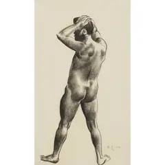NUDE BACK by William McCance, charcoal, sold Jan 2020