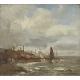 Eugen Dekkert, Harbour scene, oil on canvas