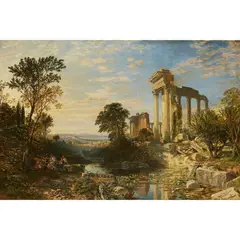 Samuel Bough, Italian Landscape with Figures by Ruins, oil on canvas