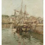 Eugen Dekkert, The harbour Anstruther, oil on canvas